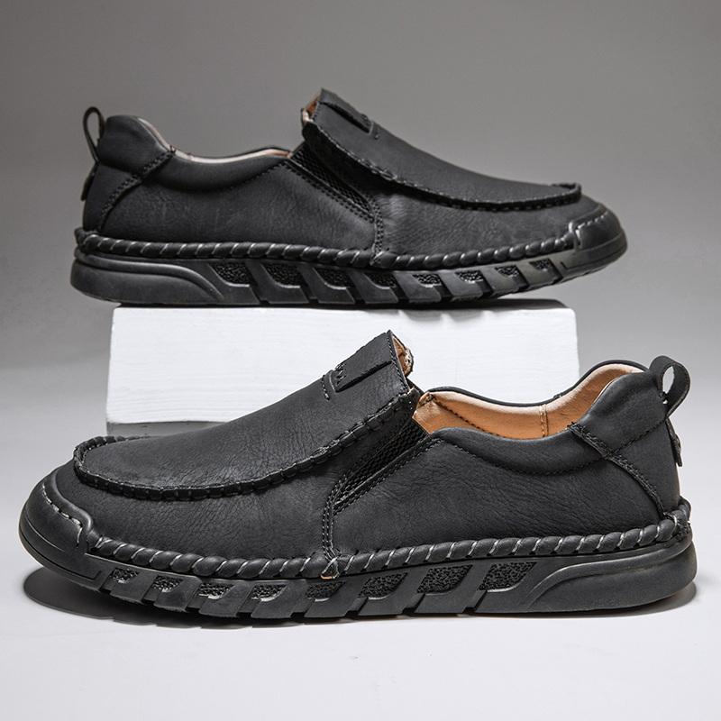 

38-46 Обувь ручной работы из кожи Повседневная мужская обувь Удобная обувь из коровьей кожи Мужские лоферы Мокасины Рабочая обувь 38 чёрный