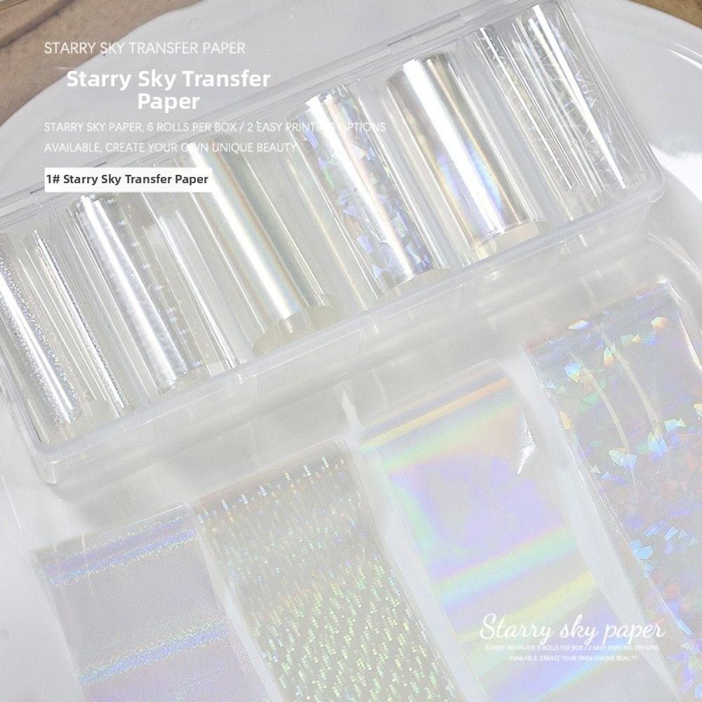 10Rolls Clear Mirror Reflect Effect Nail Transfer Stickers DIY Manicure Nail Decor Style 01