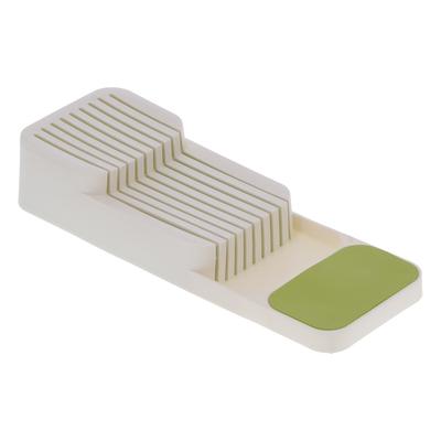 Organizer per Cassetti Vassoio per Coltelli Rastrelliera Separata Antiscivolo Scatola Contenitore per Cucina Casa(Bianco Verde )