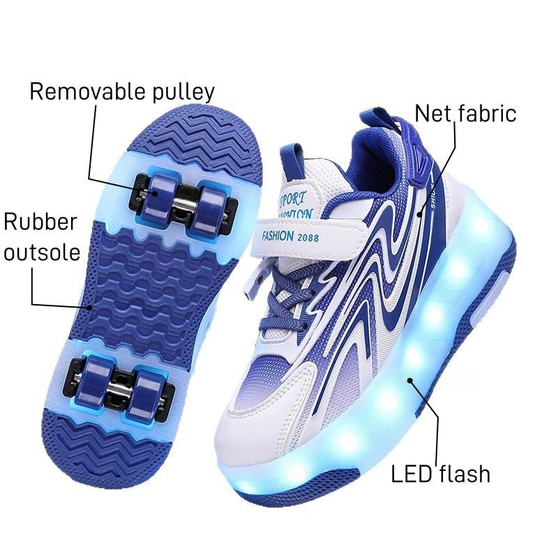 New LED Light up Roller Skates Kids Unisex Rechargeable Dual Wheel Detachable Teenager Entertainment Casual Inline Skates