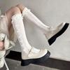 Japanese-style Lace Summer-Autumn Thin Bowknot Knee-High JK Socks with Ruffled Trim