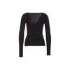 PINKO Solid Color Low Round Neck Long Sleeve T-Shirt Women tops Black 103569A1X4-Z99