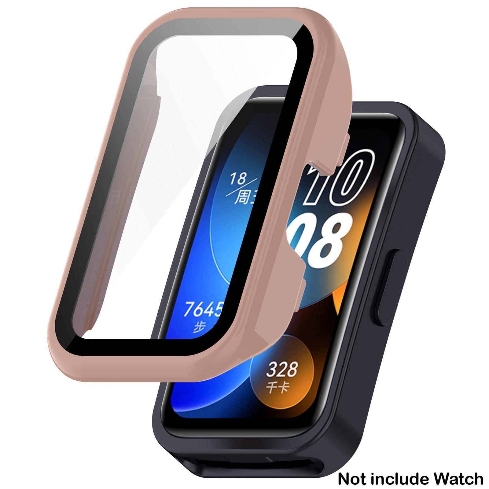 

Скло+Чохол для Huawei Band 10 9 8 Захисне скло Загартоване скло Захисний бампер Жорсткий ПК для Huawei Band10/9/8 Аксесуари for Huawei Band 8 рожевий