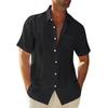 Summer Men's Collar Pocket Short Sleeved Cardigan Solid Color Shirt Top