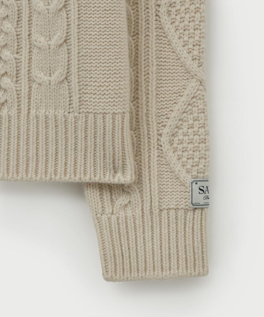 Seteo Big Cable Fisherman Pullover Knit Cream