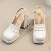 Women's high-heeled sandals spring and summer new waterproof table thick heel large size solid color bag head sandals