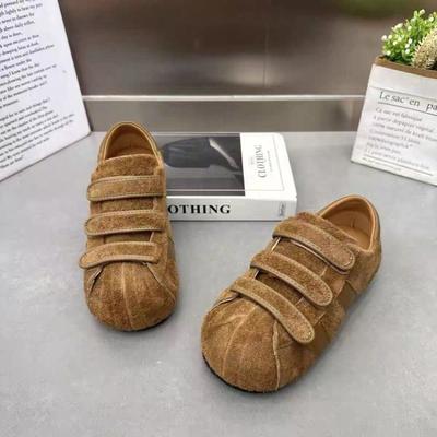 Flat Bottom Matte Big Head Women's New Fashion Retro Versatile Casual Velcro Sports Single Shoes Autumn