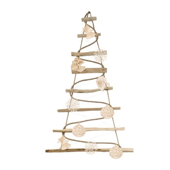 BOGATECO Sapin De Noël Fait À La Main De 95 Cm De Haut Avec Décorations, En Bois De Noisetier | Avec Lumières LED De 200 Cm