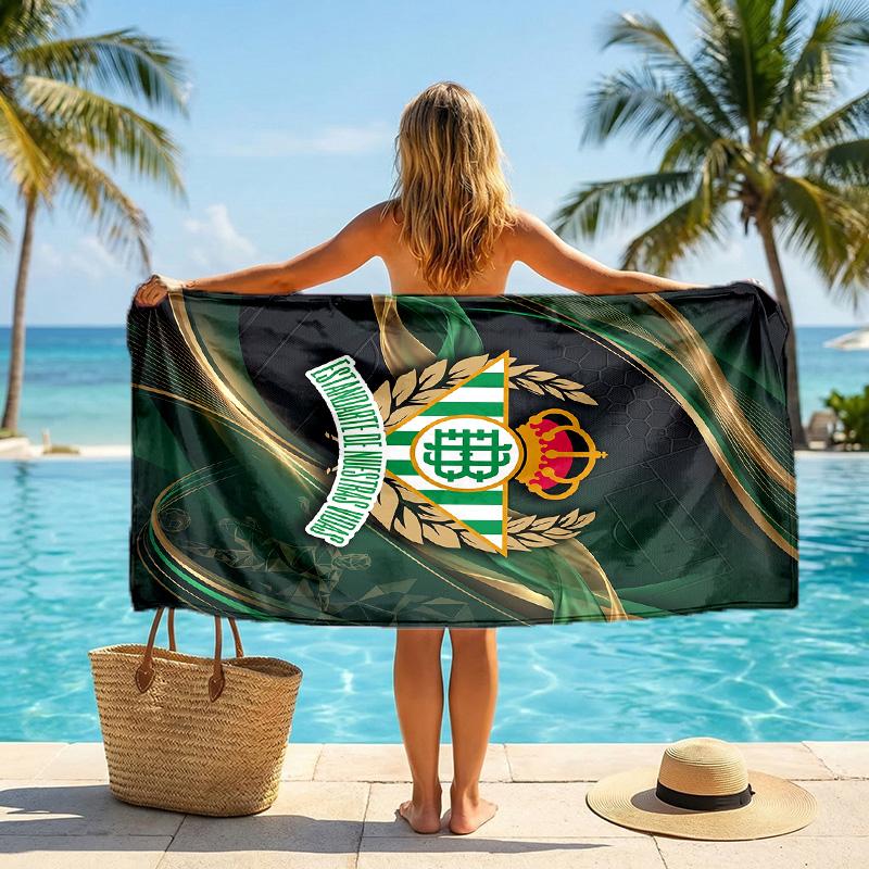Real Betis Football Beach Towel Soft Microfiber Summer Towel Quick Dry Absorbent Towel for Beach Swimming Pool Travel