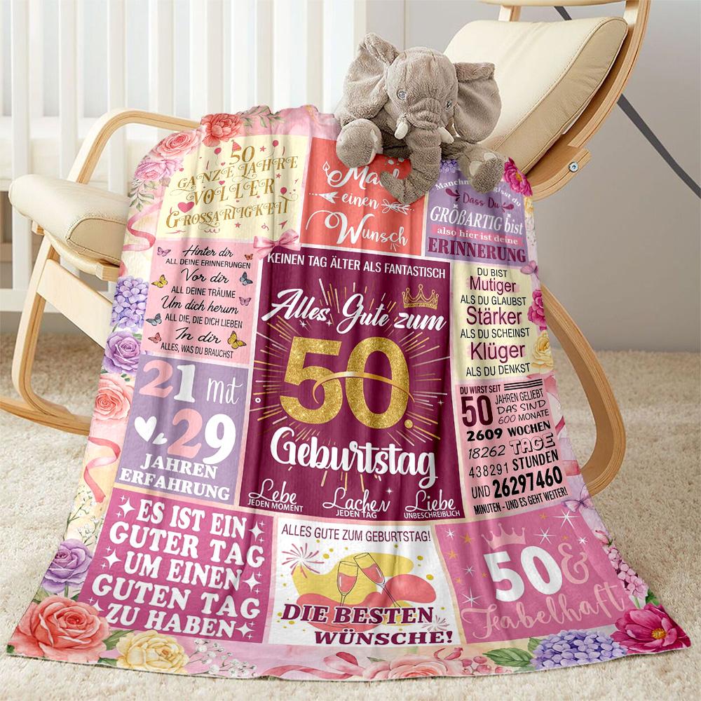 50th Anniversary Celebration Flannel Blanket-Soft and Suitable for Sofas,Beds,Offices,Travel,All Seasons,Great Gift for Holidays and Birthdays.