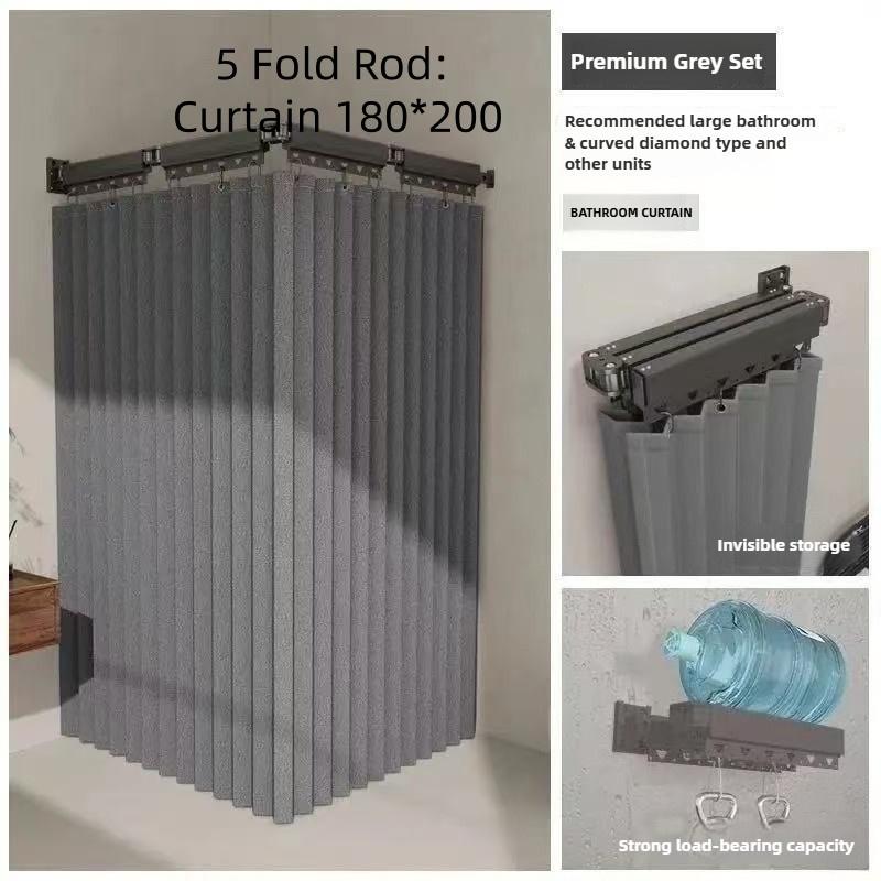 Bathroom Dry Wet Separation Shower Curtain Rotating Folding Curtain High-end Shower Invisible Waterproof Shower Partition Supplies