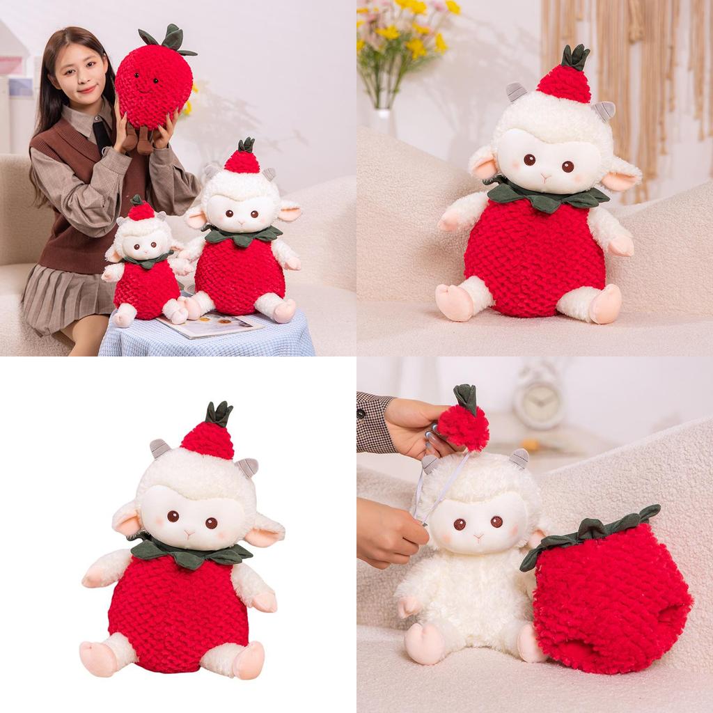 Adorable Strawberry Sheep Plush Toy Soft And Cuddly Stuffed Animal Doll For Kids