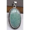 Amazonite Natural Gemstone Antique Silver Plated Pendant 1.5" J 1101