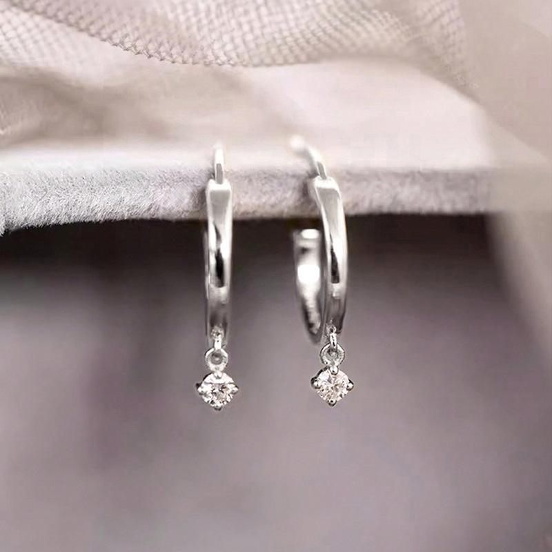 Gold Plated Mini Huggie Hoop Earrings with Solitaire CZ Drop, Dainty Dangling Crystal Earrings for Women