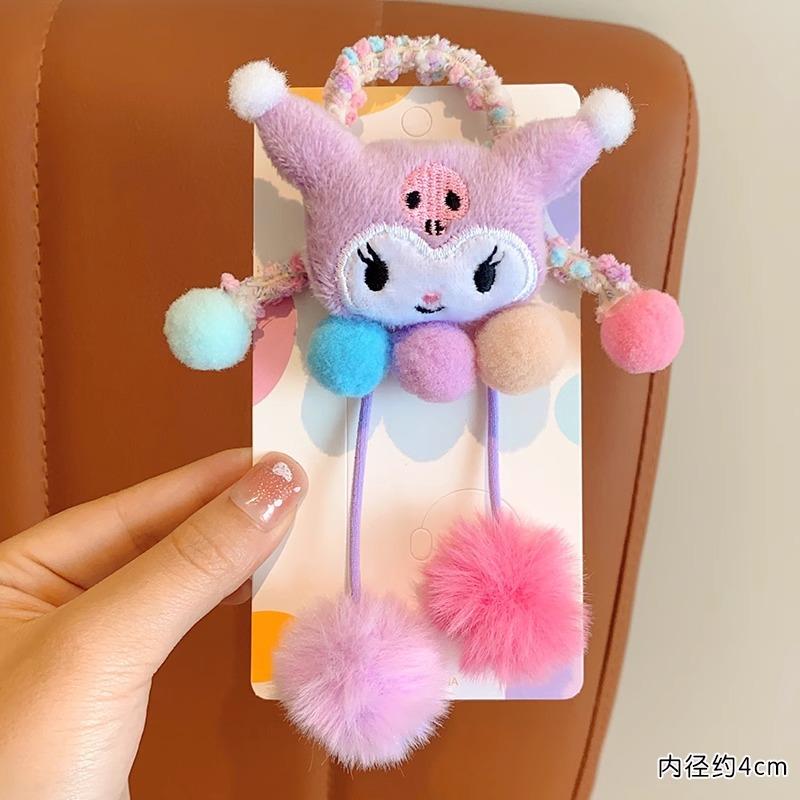 Dětská čelenka Kuromi Čelenka Příze Roztomilá Kreslená Gumička Dívka Svážejte Culík Masová hlava Sanrio Vlasový doplněk