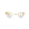 Gold Pearl Claw Stud 925 Silver Earrings E069-01G.