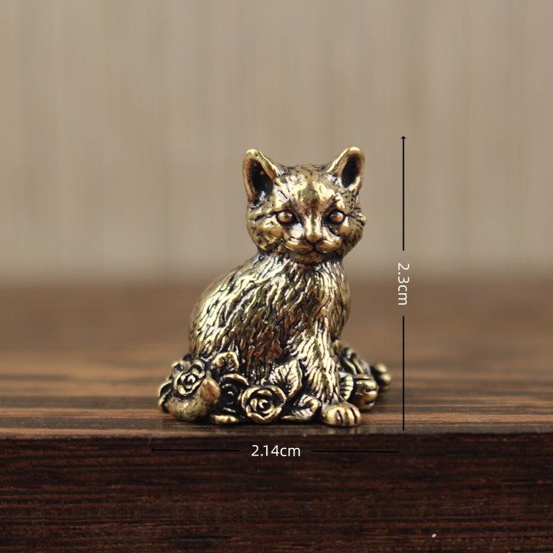 

Vintage Brass Statue Antique Copper Flying Owl/Kung Fu Cat Figurines Home Decor Small Ornaments Office Desk Decoration Craft