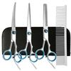 Portable Pet Grooming Scissor Set: Flat & Curved Hairdressing Tools