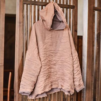 Damskie koszulki w stylu vintage z kapturem Ramie, jednokolorowe, wysokiej jakości koszulki, luźne ubrania z długim rękawem, jesienne t-shirty damskie