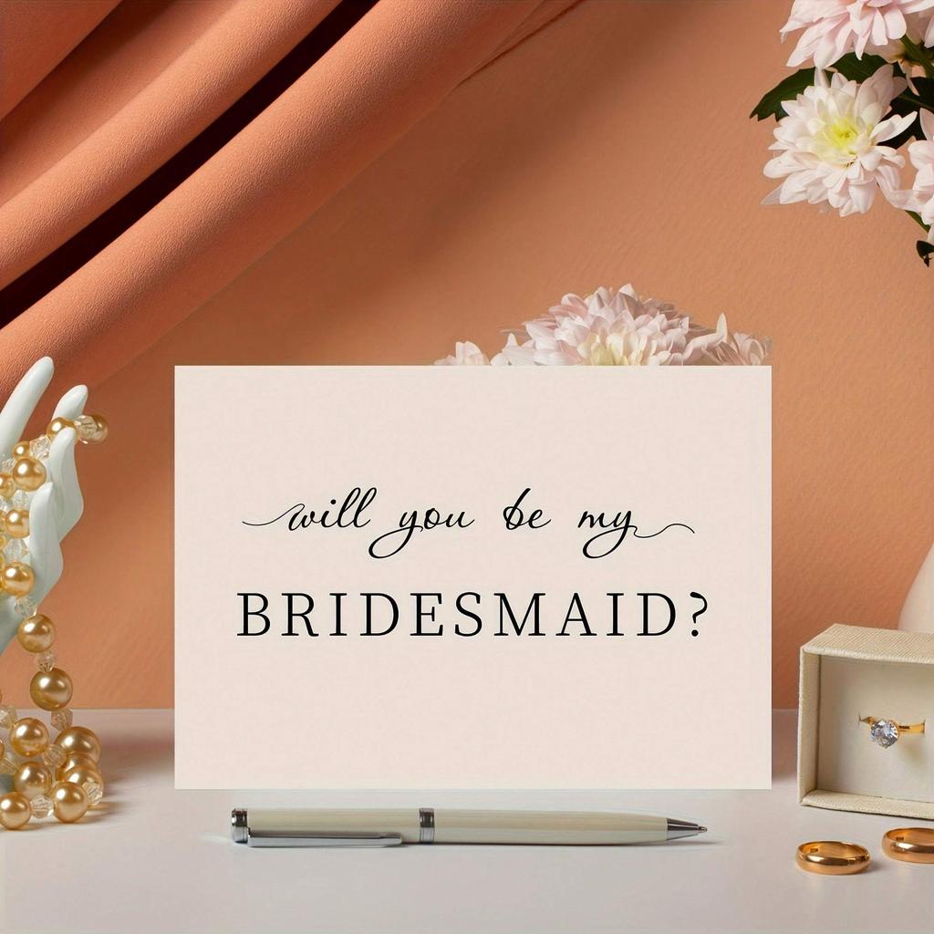 1pc Enchanting Bridesmaid Proposal Card - Heartfelt Invitation & Timeless Memento For Weddings Or Engagements - A Thoughtfully Designed Keepsake