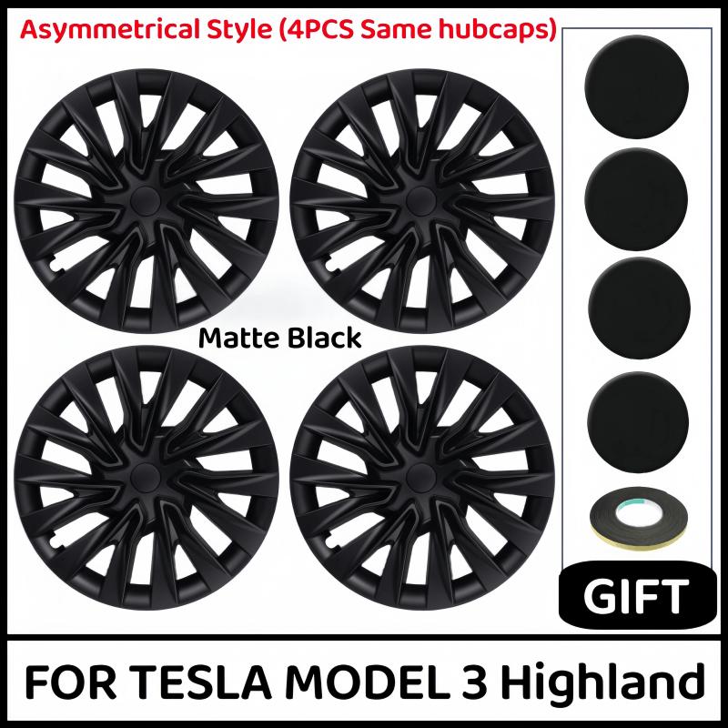 

4PCS HubCap for Tesla Model 3 Highland 18 Inch Performance Replacement Wheel Cap Automobile Full Rim Cover Accessories 2023 2024 Tesla Model 3&2024 2025 year&18-Inch Highland матовий чорний колір