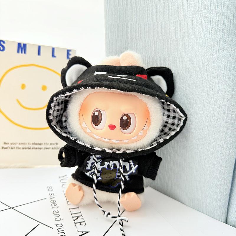 For 17cm Labubu I II Idol Dolls Cute Mini Plush Doll'S Clothes Korea Kpop Exo Idol Dolls DIY Accessories Gifts Bear Hoodie Set