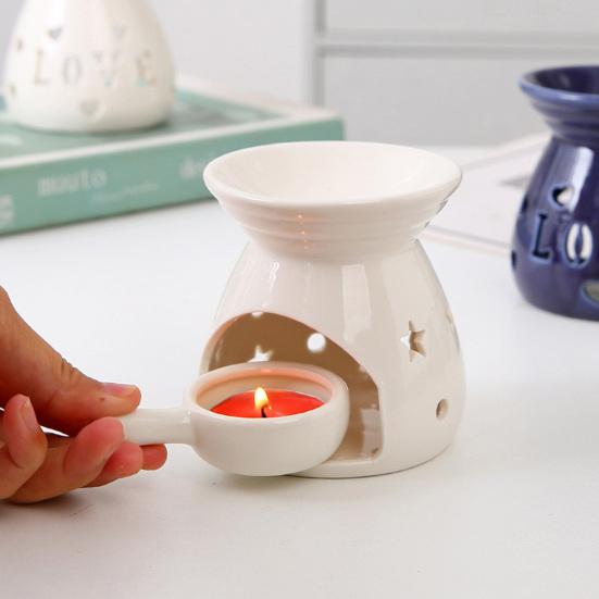 Ceramic Tea Light Candle Holder Small Essential Oil Burner Wax Melt Warmer Aromatherapy Aroma Diffuser for Home Bedroom Decor
