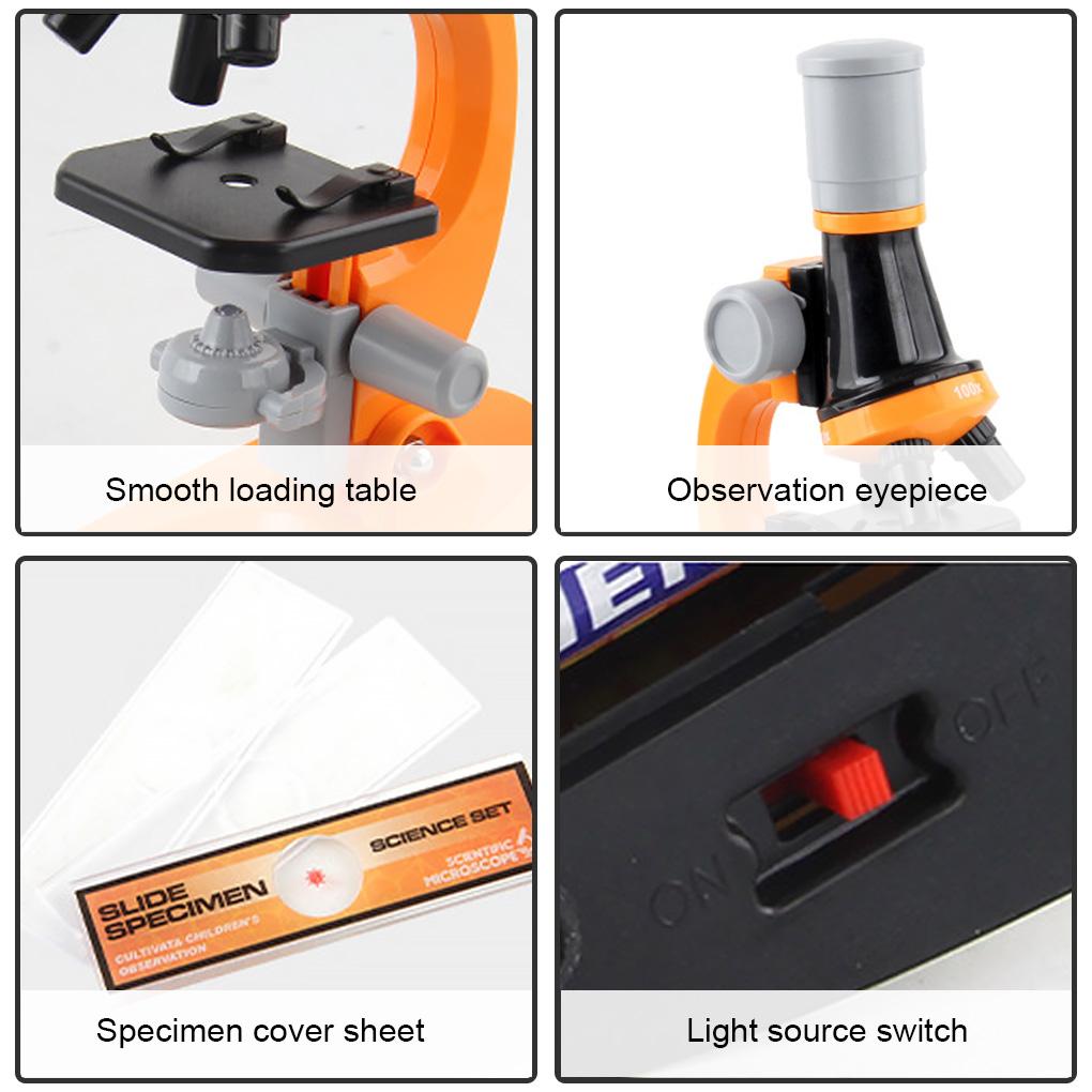 Children Microscope Toys Specimens Scientific Biological Experiment 100x 400x 1200x High Resolution Education Primary Gift
