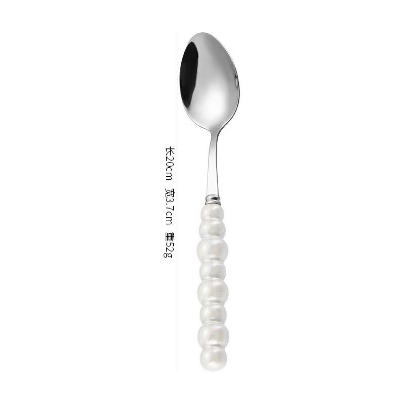 Norse Luxe Ceramic Pearl Cutlery Set: Fork, Knife & Spoon in Elegant Stainless Steel