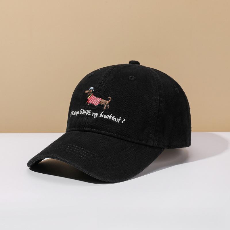 Dachshund Spring And Summer Baseball Cap Women'S Versatile Big Head Circumference Showing Face Small Cap Soft Top Hat