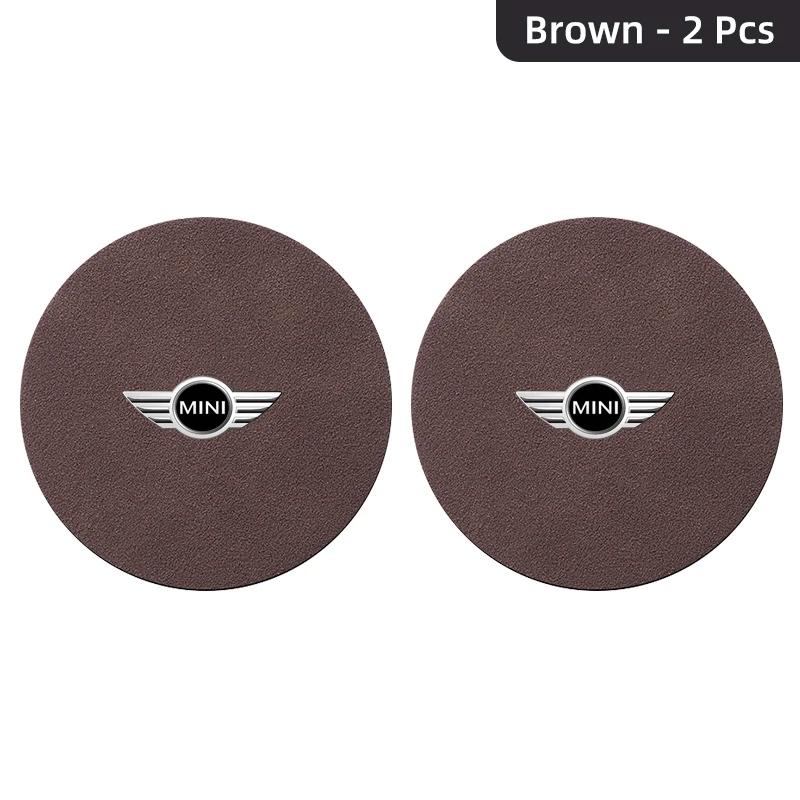 

2Pcs Car Styling Coaster Console Water Cup Anti-Slip Pad Accessories for BMW MINI WORKS One Cooper JCW R60 R59 R58 R57 R56 R55 brown-2PCS