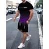 Men's 3D Digital Print Casual Short Sleeve and Shorts Set - Summer Print Set, Suitable for Running