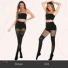 Kave Sexy Womens Faux Thigh High Fishnet Stockings Stitching Opaque Pantyhose Mock Over The Knee Goth Striped Suspender Tights
