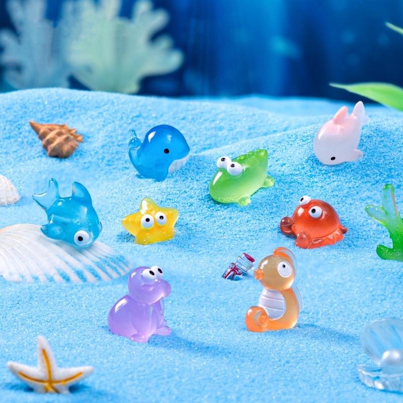 Mini Ocean Resin Animals Tiny Sea Animals Figurines Marine Miniature Decorations for DIY Fish Tank Potted Micro Garden Landscape