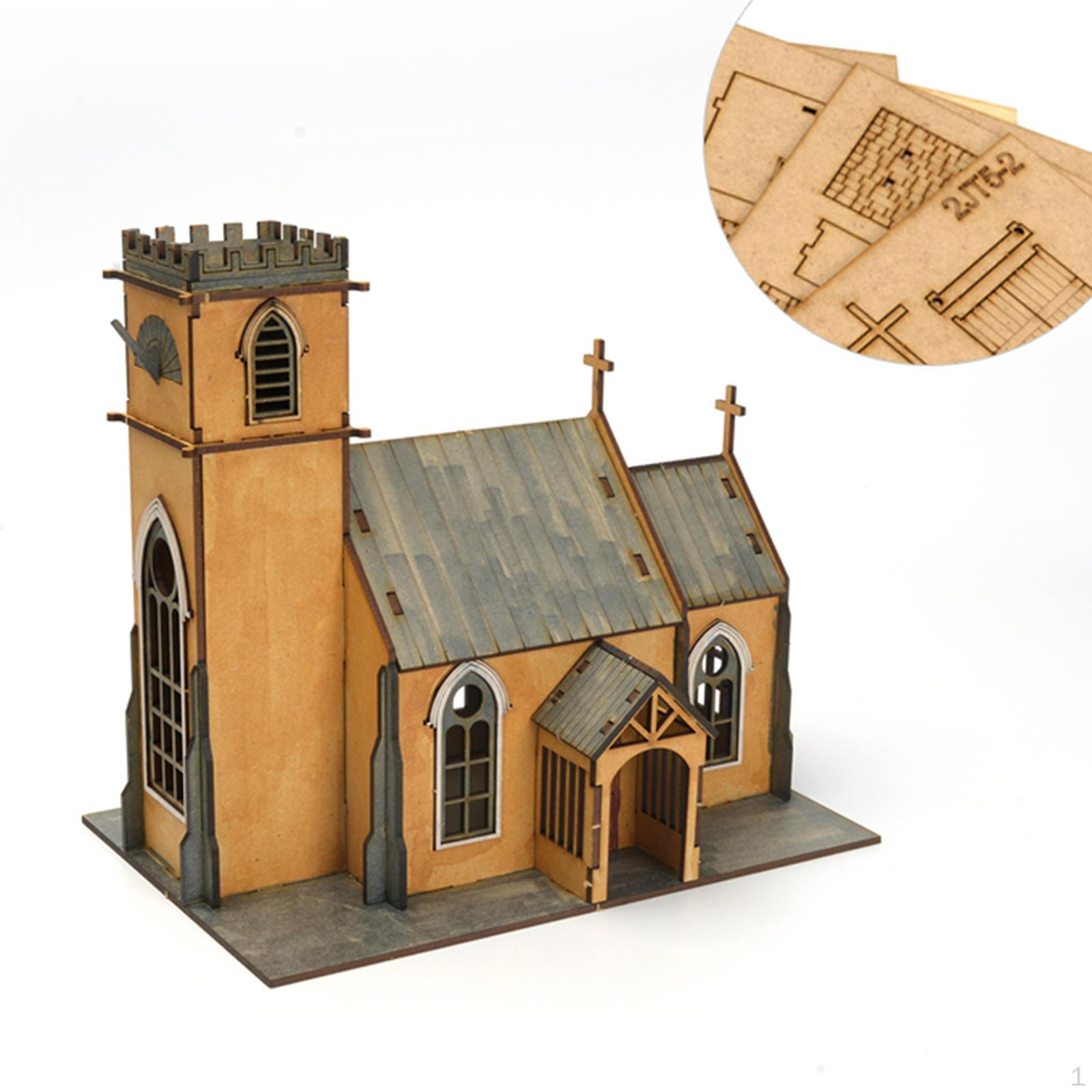 

1/72 Chapel Building Model Kit Sand Table Architecture Unfinished DIY Wood Scenery Layout 3D