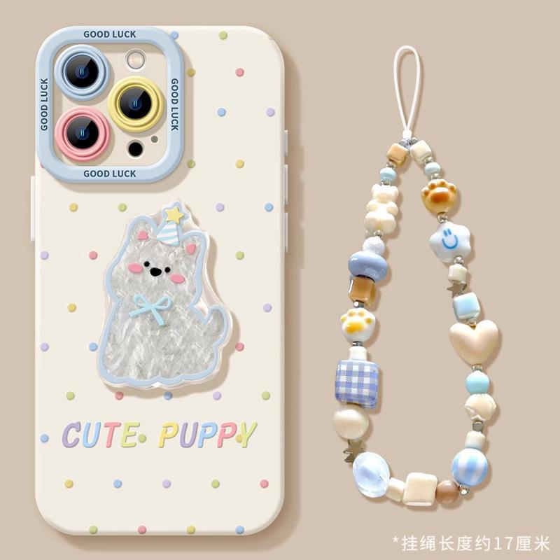 Polka Dot Puppy Apple 17Promax Mobile Phone Case 17pro All-inclusive Anti-drop 17 Matte Angel Eye Protective Case 16