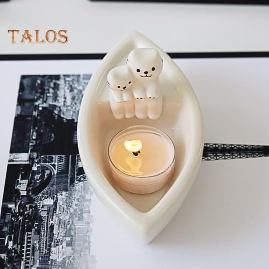 Cat Candle Holder Boat-Shaped Aromatherapy Cup Kittens Warming Paws Tea Light Holder for Home Bedroom Living Room Decor
