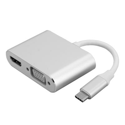 Adapter TypeC Hub To VGA HDMI DVI Displayport3.1 Ethernet Converter Dock 4K Resolution(Silver )