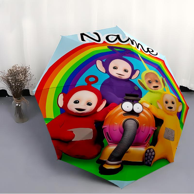 Personalized Name T-Teletubbies Print Umbrella - Automatic Open/Close, Eight-Rib Durable Frame, Automatic Folding Umbrella