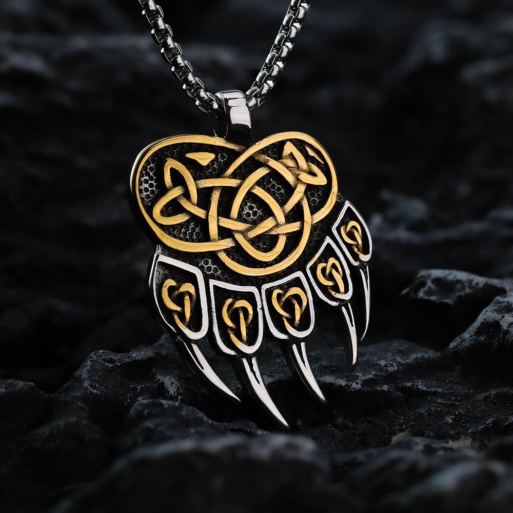 Men's Viking Raven Double-Sided Pendant Necklace In European Titanium Steel