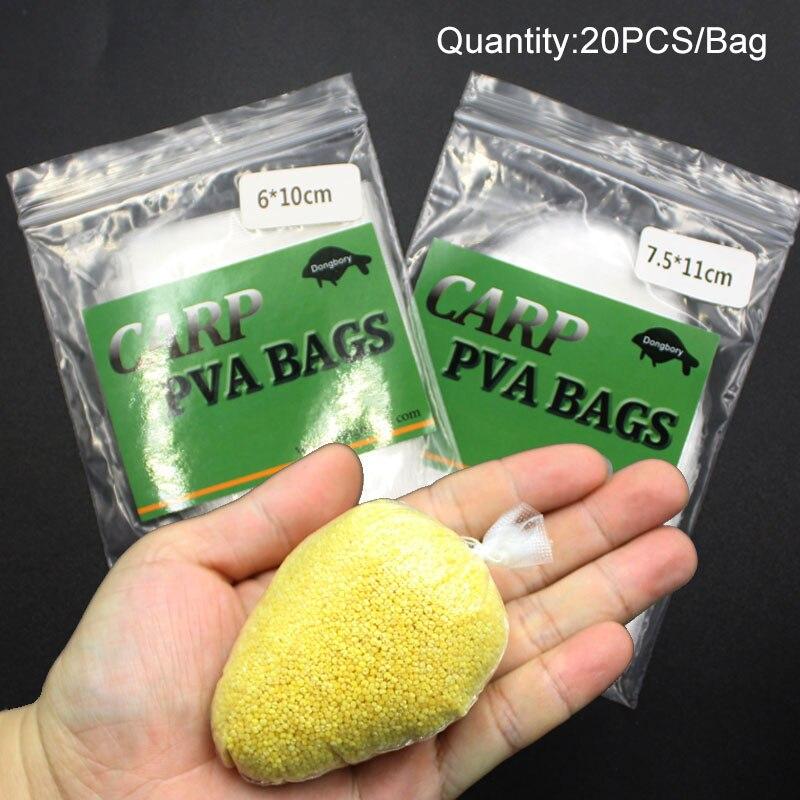 20PCS Carp Fishing Accessories Tackle Cone Shape PVA Bag with String Line Mesh Dissolving PVA Filament Feeder Fishing
