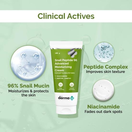 Die Derma Co. Snail Peptide 96 Advanced Moisturizing Cream | 96 Schneckenmucin, Niacinamid, Peptidkomplex & PENTAVITIN | 24 Stunden | Koreanische Creme - 100 g