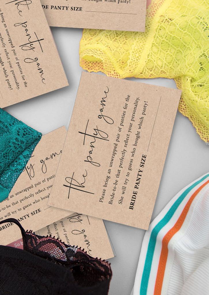 Inkdotpot Beige Drop Your Panties Bachelorette Party Panty Game Rustic Kraft Paper Bridal Shower Game 1 SignA    30 Size