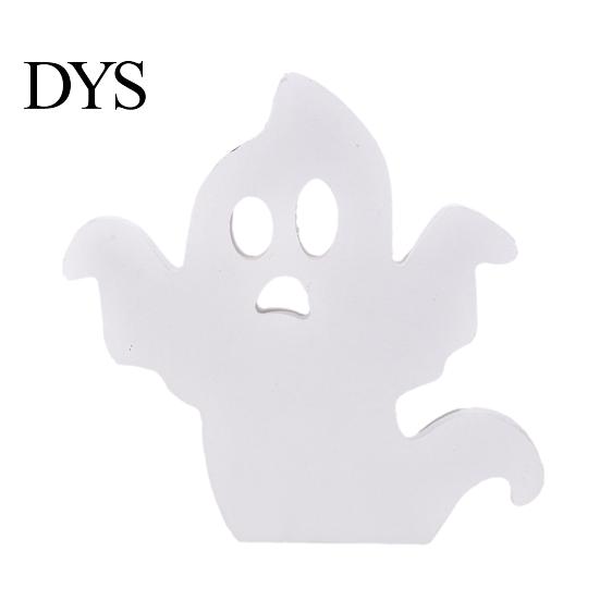 Cute Halloween Room Decor Ghost Wooden Table Sign, Spooky White Standing Modern Farmhouse Accents Block Sign for Holiday Tiered Tray Centerpiece,