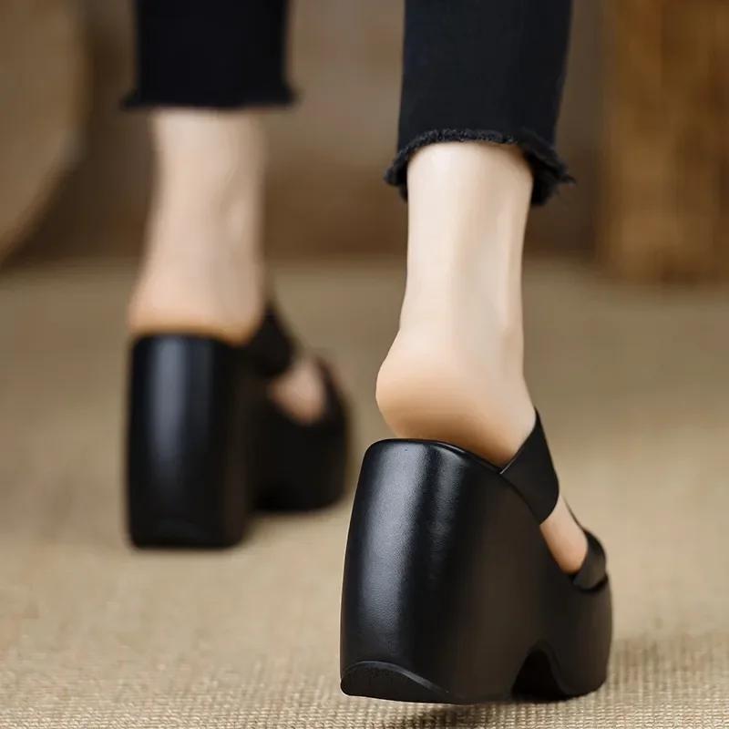 Fashion 2025Ladies Shoes High Quality Open Toe Summer Simple Solid Outdoor Casual Platform Wedge Slippers Zapatos De Mujer