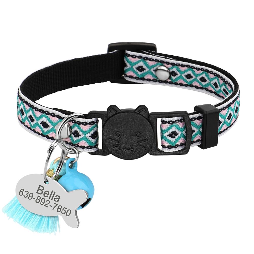 11 Colors Quick Release Cat Collar Personalized Safety Cat Collars Necklace Free Engraved ID Tag Nameplate With Cute Bell Gift
