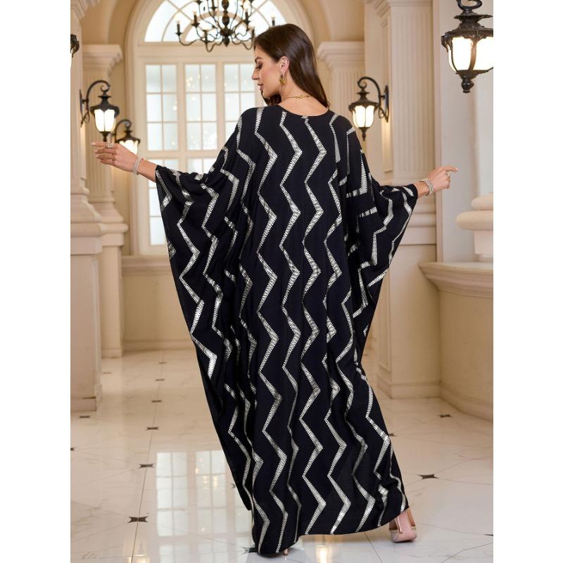 Damemote våren høsten langermet V-hals løs midje uformelle kjoler