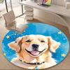 1pcGolden Retriever, Starry Sky Office Round Area Rug, Indoor Mat Suitable ForOffice, Under Office Chairs Bedroom Living Room Home Decor, Room Deco