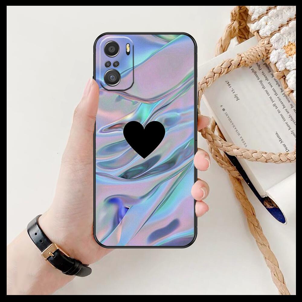 LIEBE herz Für Xiaomi Redmi Hinweis 10S 10 9T 9S 9 8T 8 7S 7 6 5A 5 Pro Max Weiche Schwarze Telefon Fall