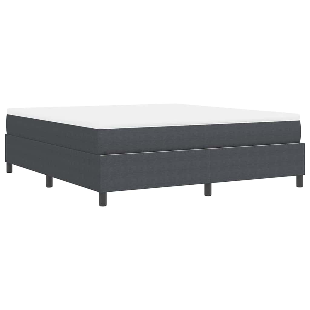 Box Spring Bed in Dark Grey and White 180 x 200 cm Cord Fabric